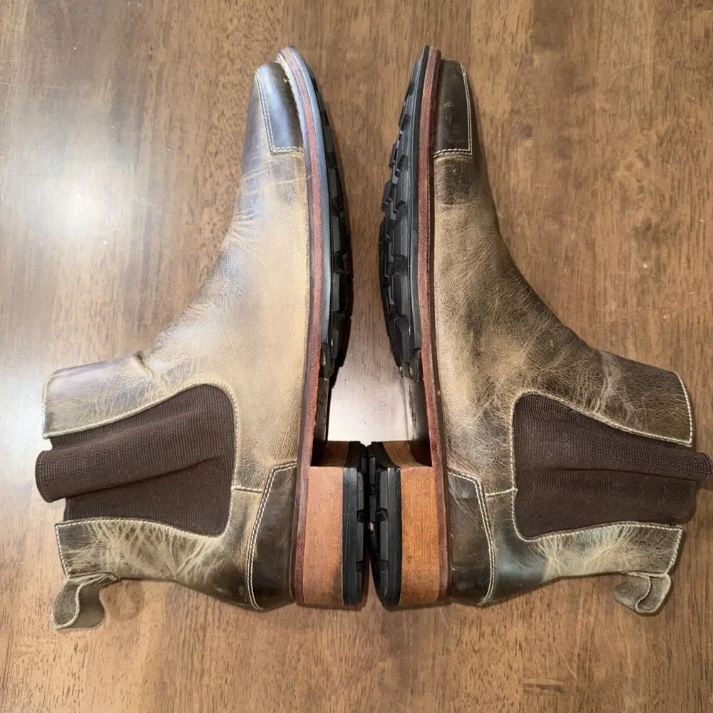 Cole Haan Chelsea Boots Distressed Brown Leather Pull On Elastic Panel Mens 10.5